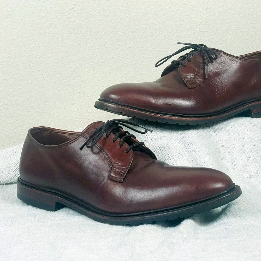 Allen Edmonds Black Hills Men's 12 E Wide Leather Plain-Toe Derby Blucher Shoes